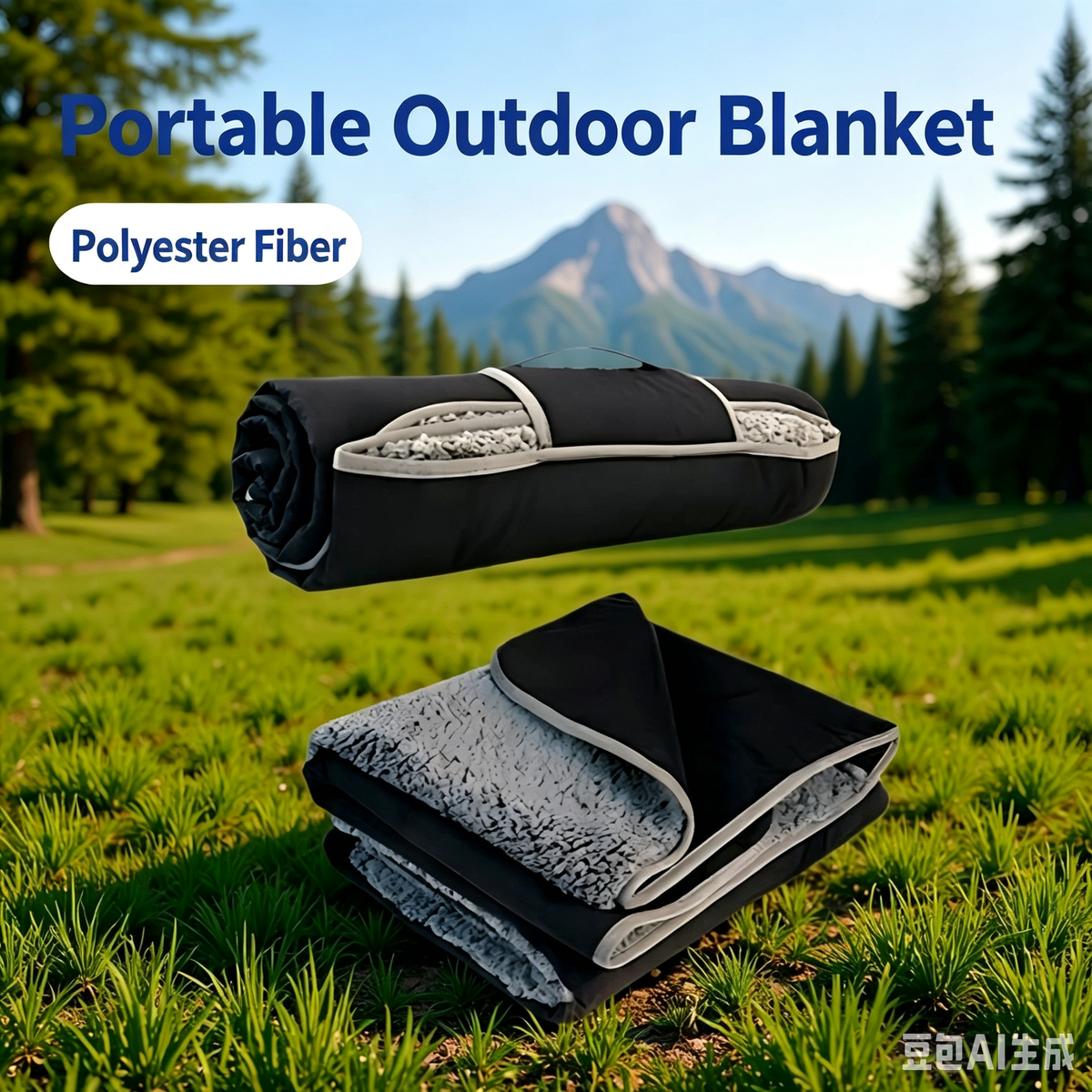 Portable Waterproof Outdoor Blanket, Thick Sherpa Lined Travel Blanket for Camping & Car Use