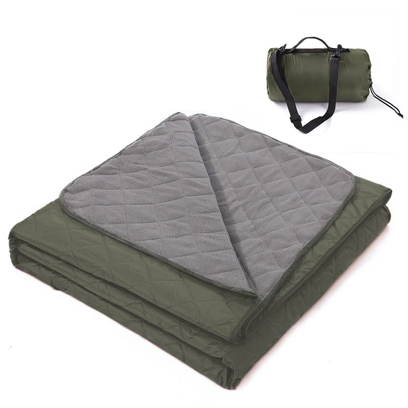 Ultrasonic Quilted Outdoor Camping Blanket, Waterproof Windproof Fleece Blanket with Carry Bag