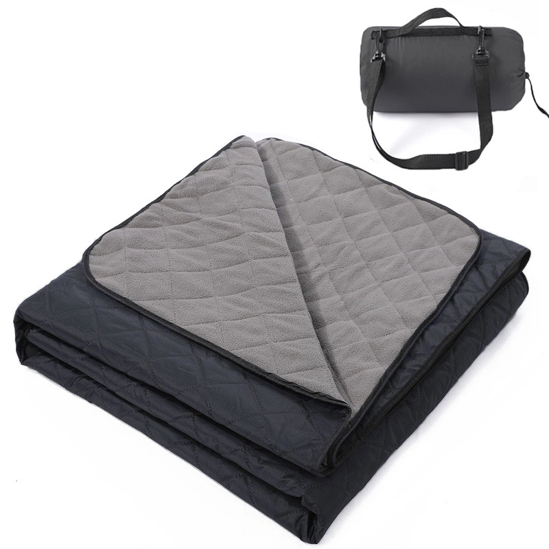 Ultrasonic Quilted Outdoor Camping Blanket, Waterproof Windproof Fleece Blanket with Carry Bag