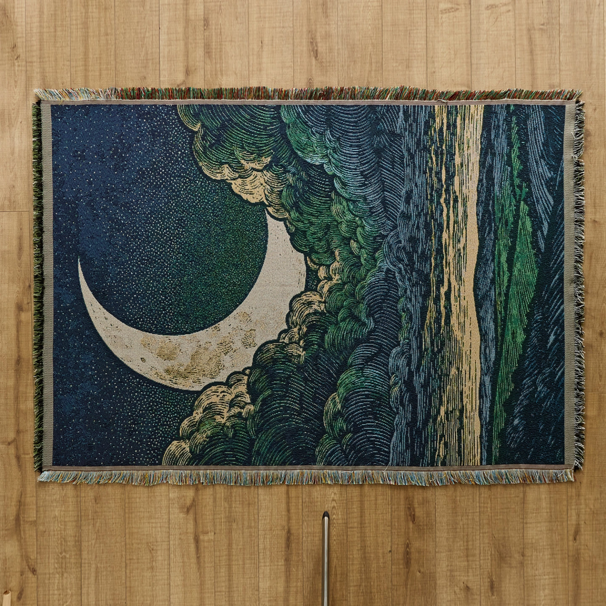 Cartoon & Art Print Woven Throw Blanket with Fringe, Multi-use Outdoor Picnic Rug Home Decor Tapestry