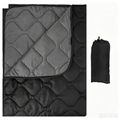 Black & Gray Reversible Packable Puffy Camping Blanket, Wave Quilted Water Resistant Outdoor Throw with Storage Sack