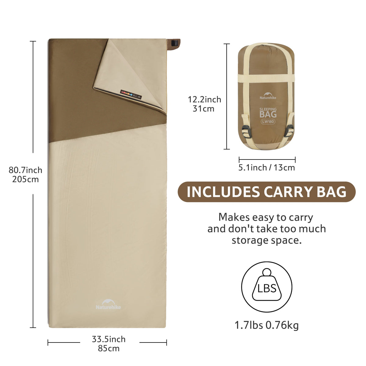 LW180™ Synthetic Sleeping Bag 59°F / 15°C