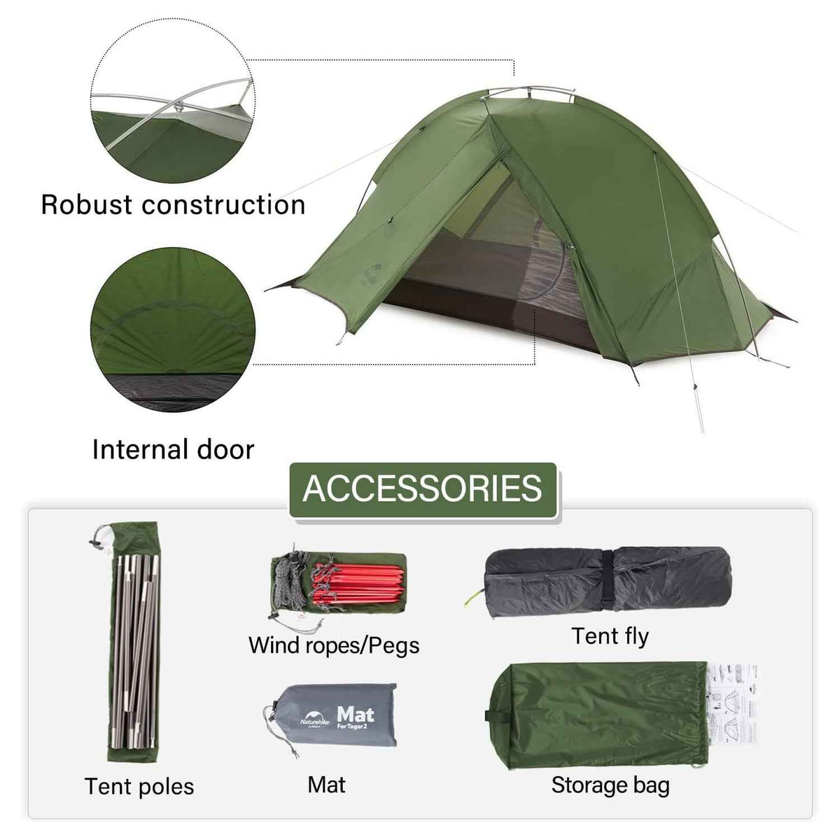 Tagar™ 1-Person Ultralight Backpacking Tent